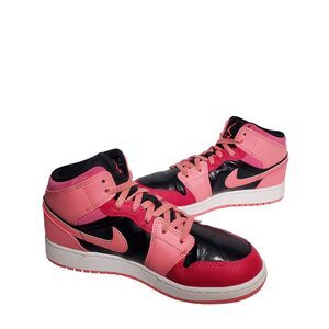 Nike Air Jordan 1 Mid GS Coral Pink Black 554725-662 Youth Sz 7/Womens Sz 8.5